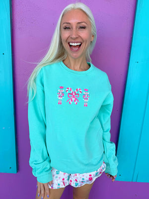 Candy Cane Wishes Nutcracker Embroidered Sweatshirt