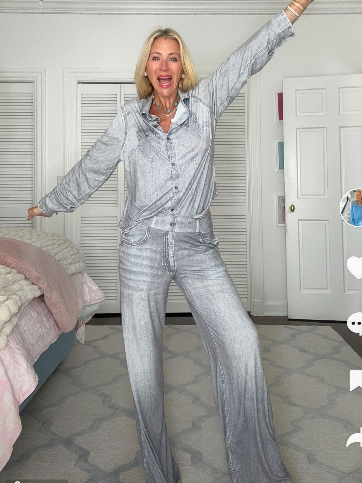 Jordann Jammies Gray Denim Dreams Pajama Set