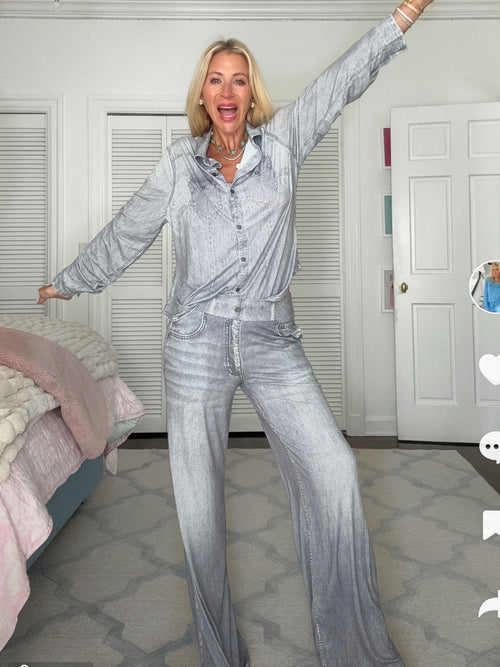 Jordann Jammies Gray Denim Dreams Pajama Set