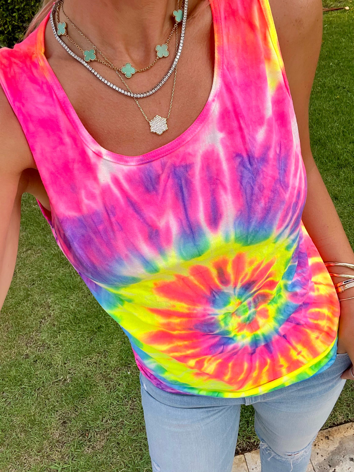 Rainbow Blast Tie Dye Tank Sunshine Sisters