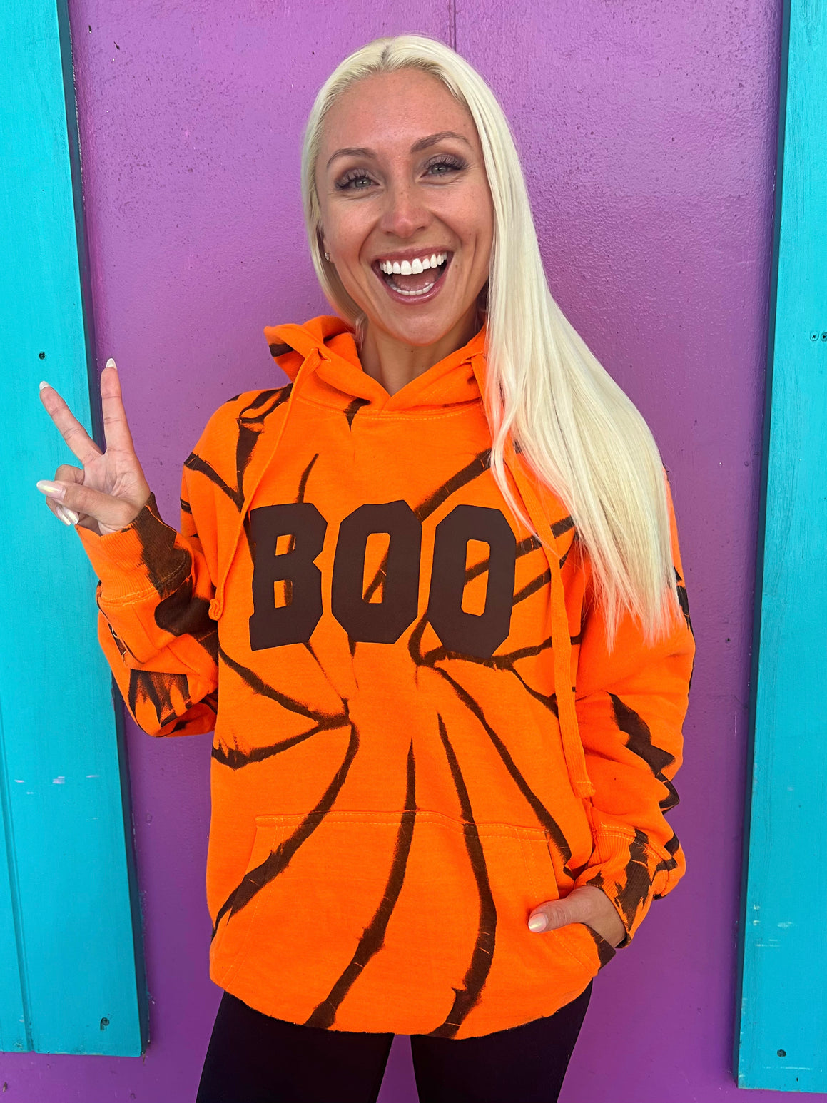 Boo Orange Twist Tie-Dye Hoodie Sunshine Sisters