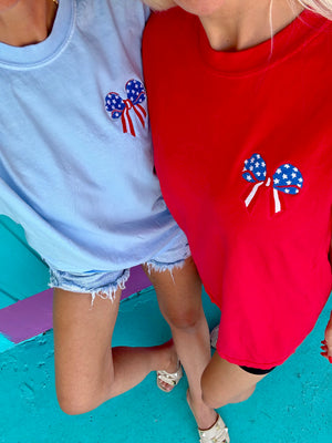 Stars and Stripes Bow Embroidered Tee