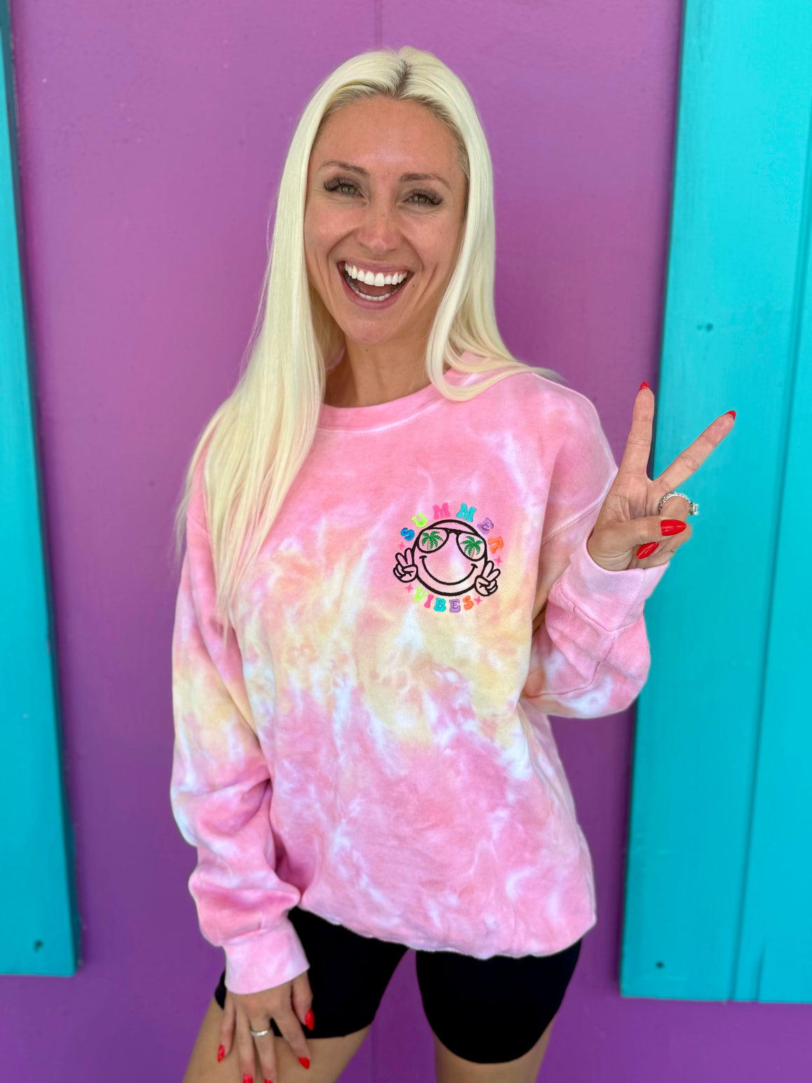 Summer Vibes Embroidered Sunshine Sweatshirt