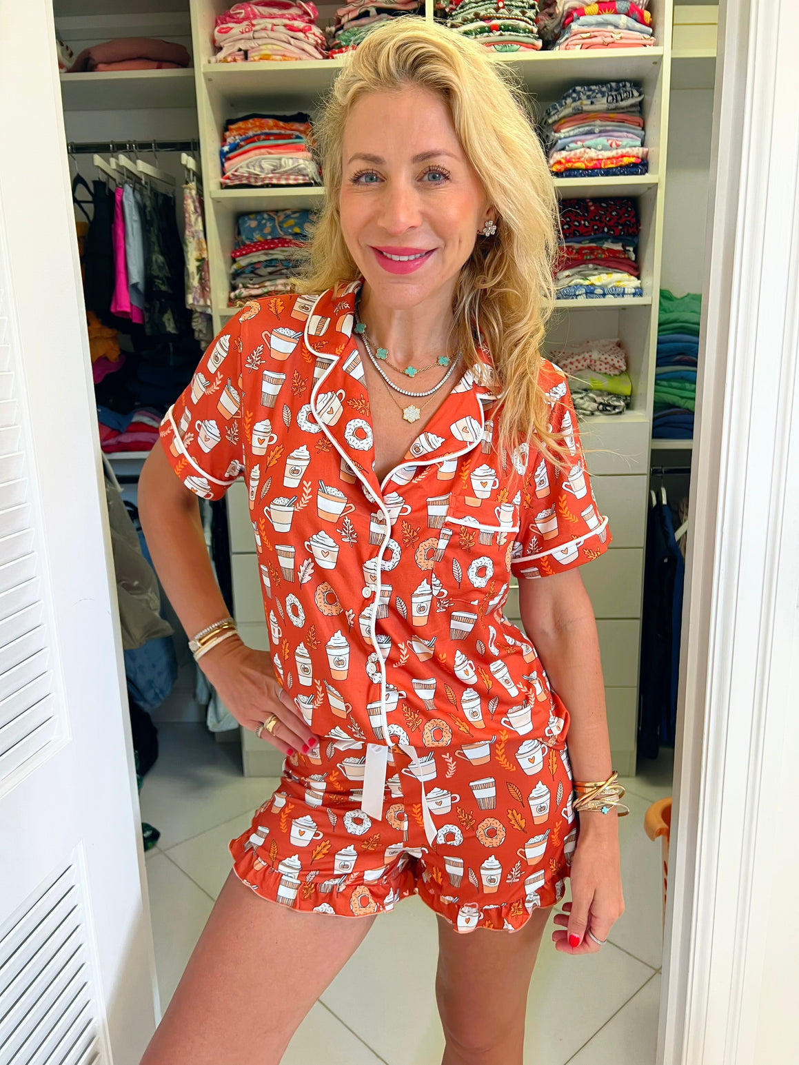 Happy Fall Pajama Ruffle Shorts Set Sunshine Sisters