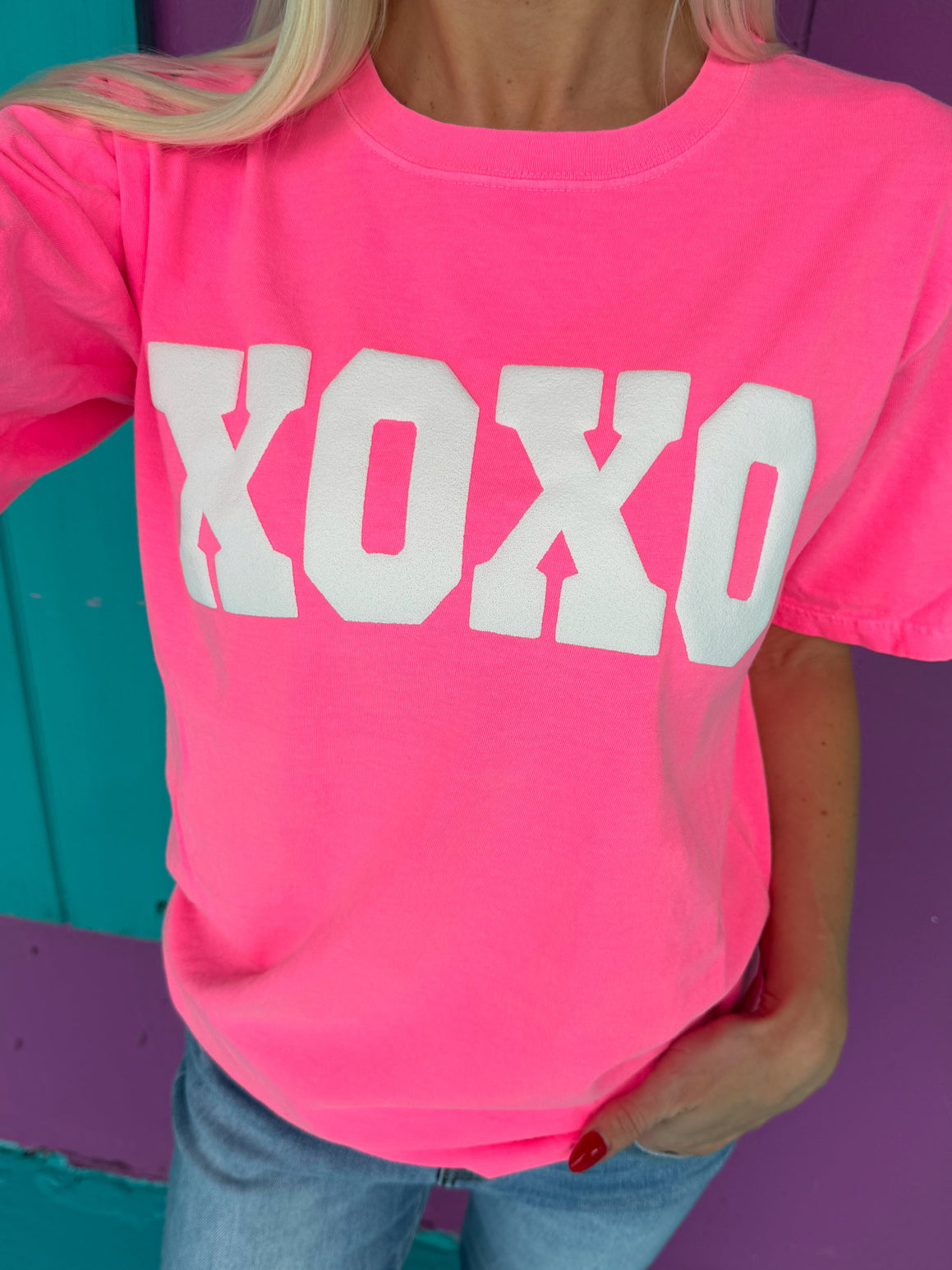 XOXO Neon Pink Tee