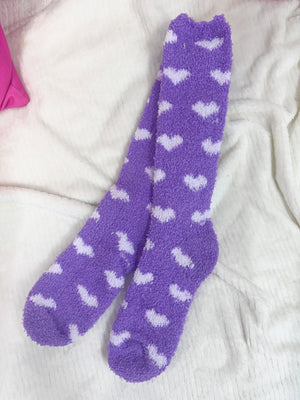 Purple Heart Fuzzy Socks