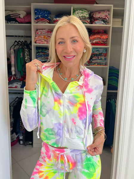 Sugar Burst Tie-Dye Zip Up Hoodie - Sunshine Sisters