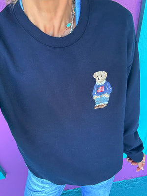 Blake the Bear Navy Embroidered Sweatshirt