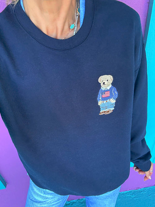 Blake the Bear Navy Embroidered Sweatshirt