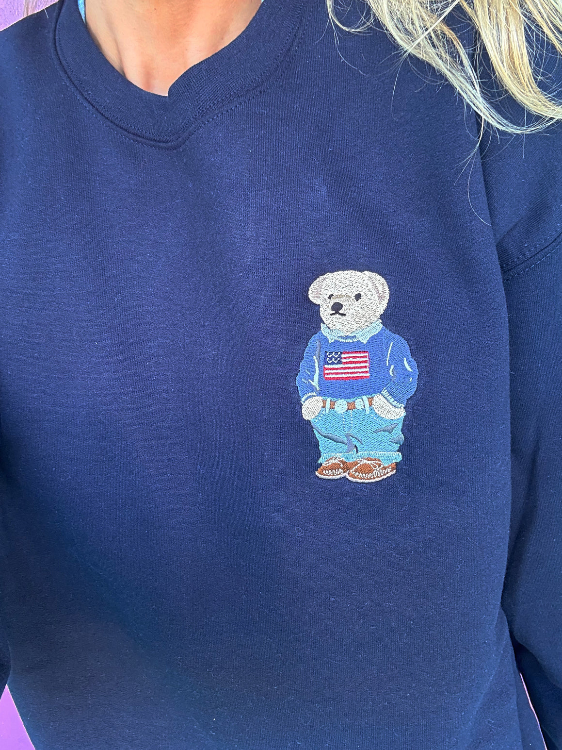 Blake the Bear Navy Embroidered Sweatshirt