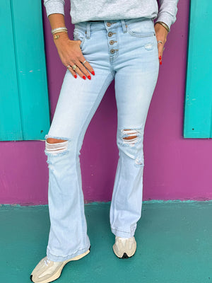 KanCan Button Flare Jeans