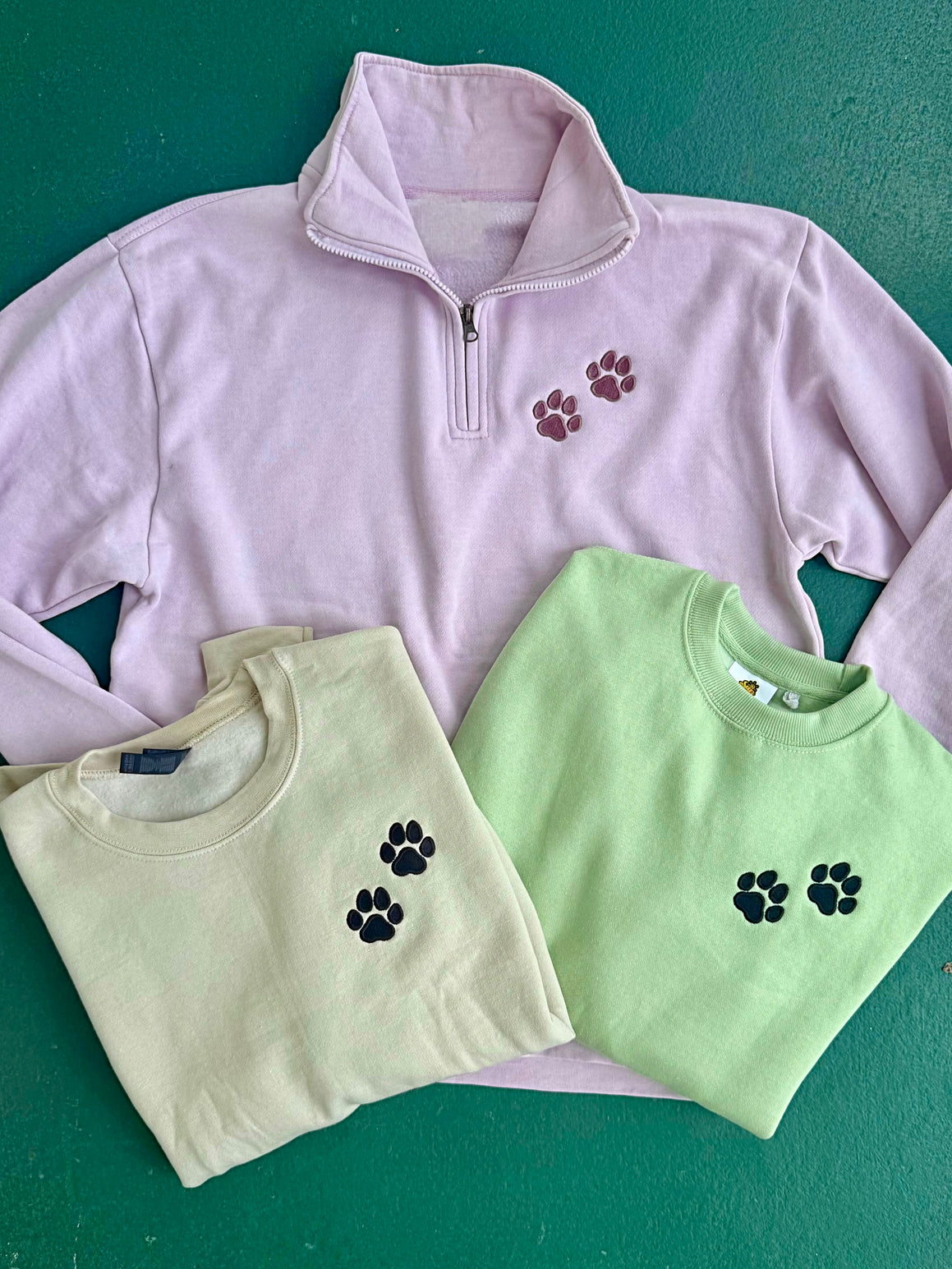 Paw Embroidered QZ Pullover or Sweatshirt (Multiple Options)