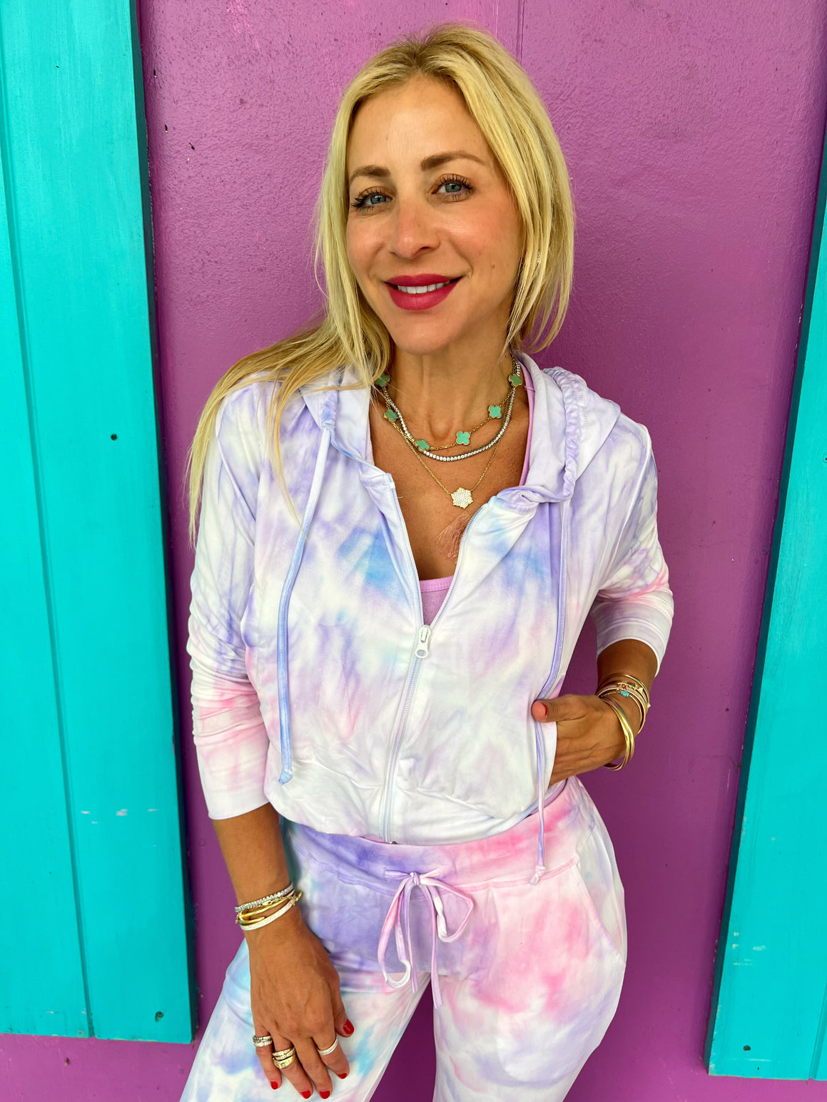 Cotton Candy Tie-Dye Zip Up Hoodie