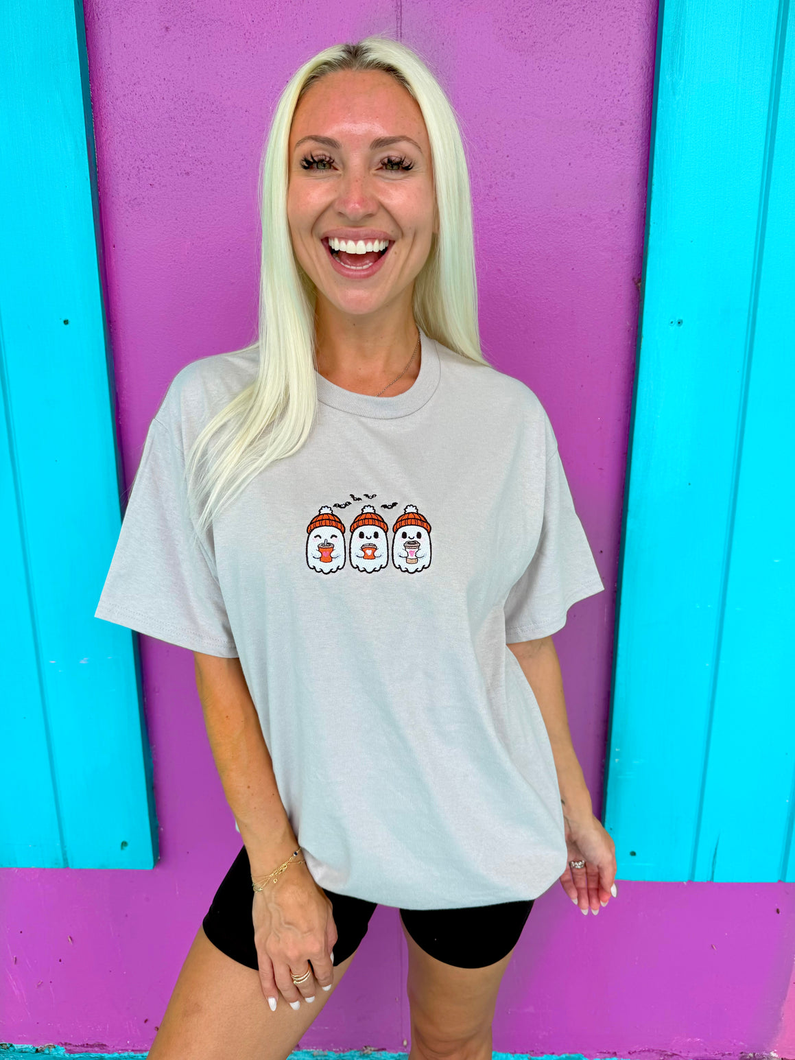 Cute Spicey Ghosts Embroidered Tee