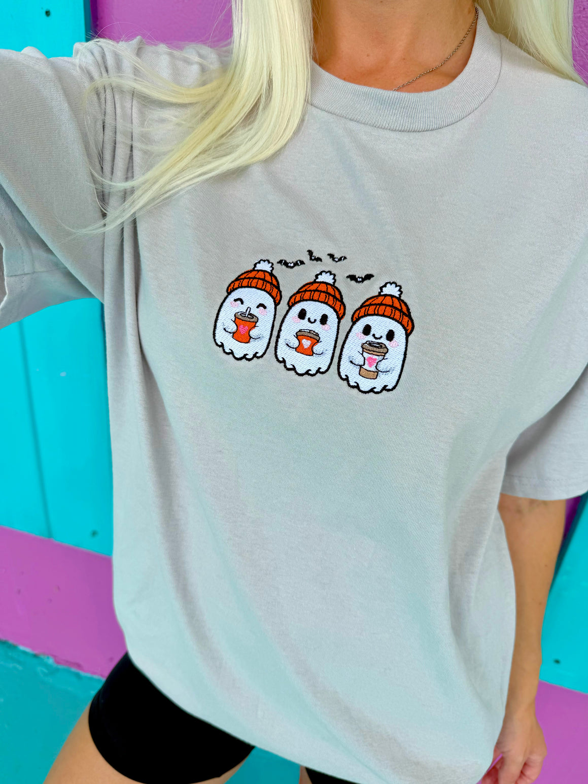 Cute Spicey Ghosts Embroidered Tee