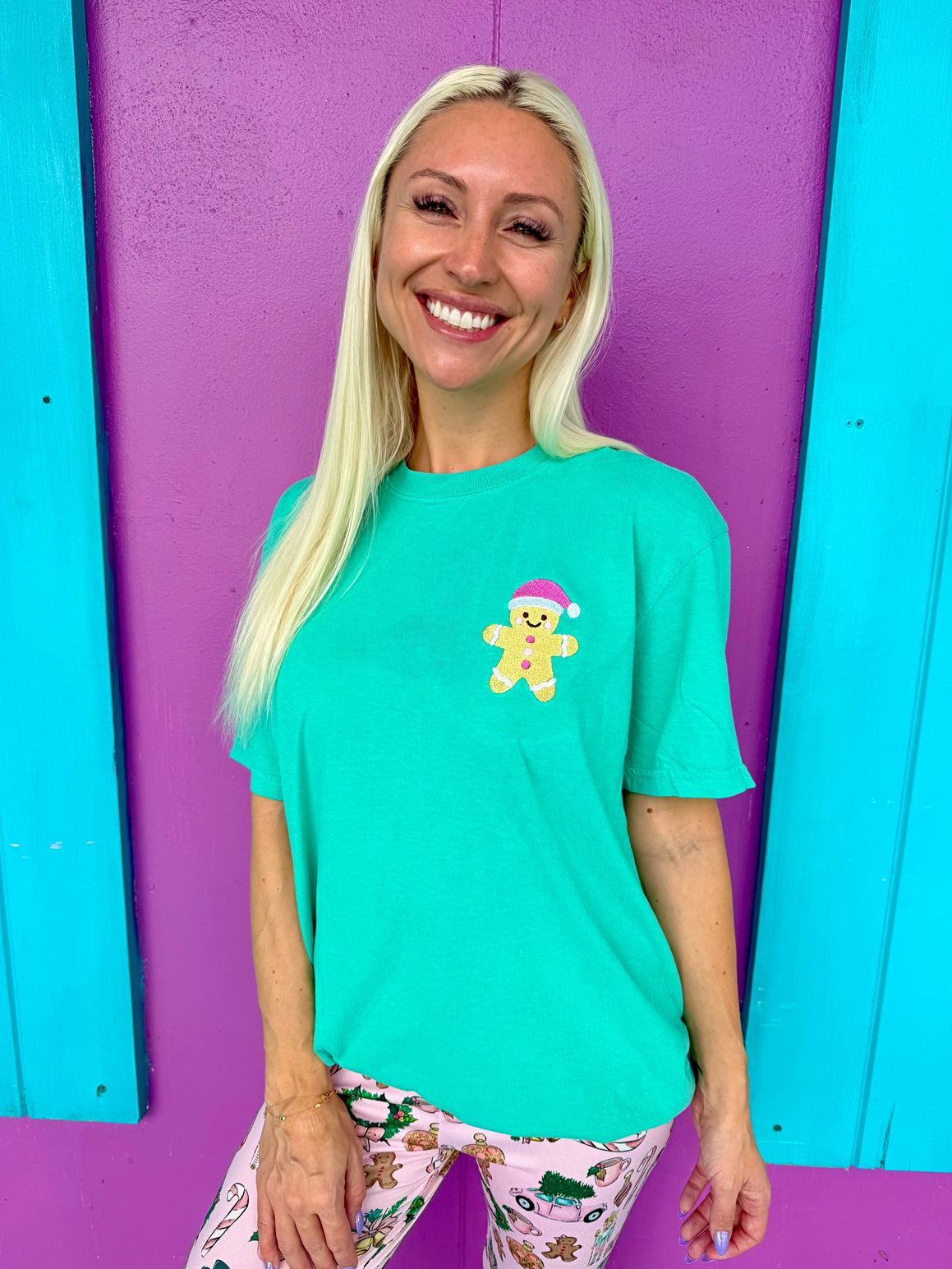 Gingerbread Embroidered Tee