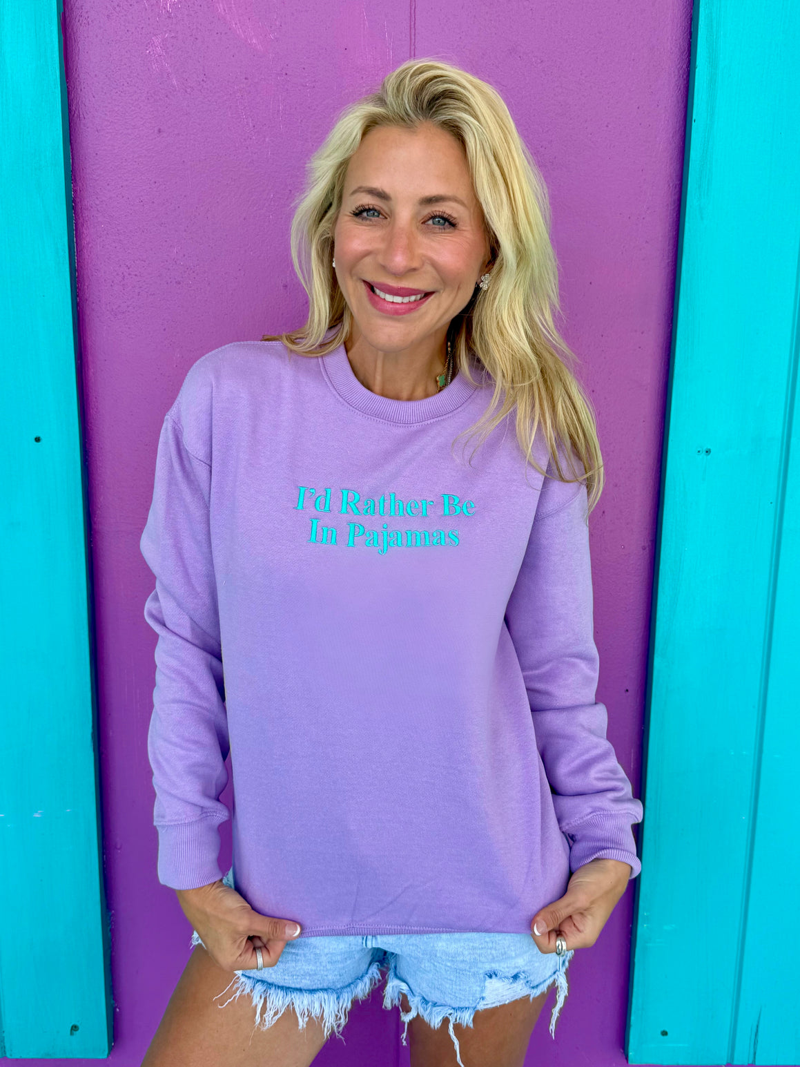 I'd Rather Be In Pajamas Embroidered Sweatshirt