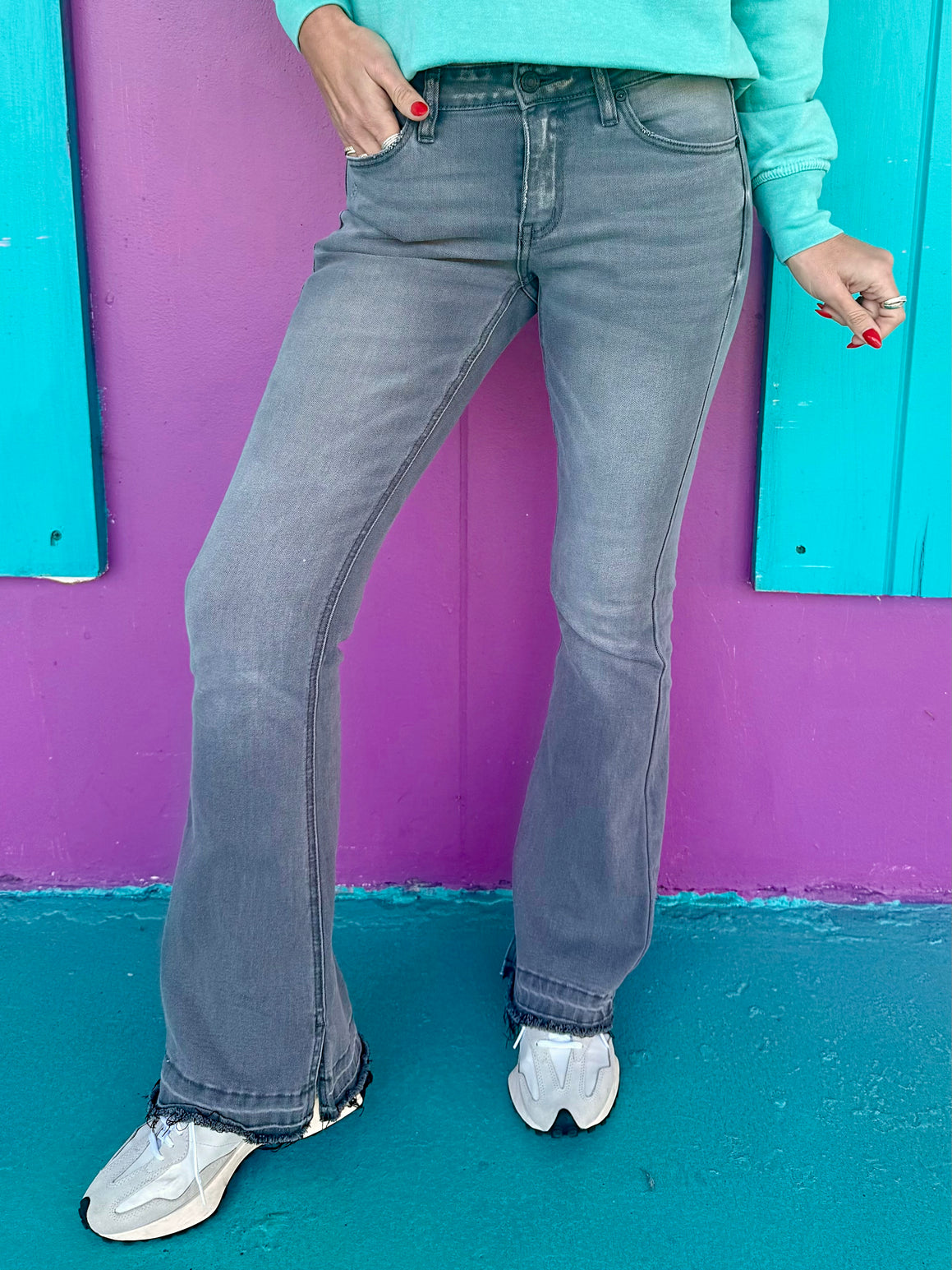 KanCan Grayson Gray Flare Jeans