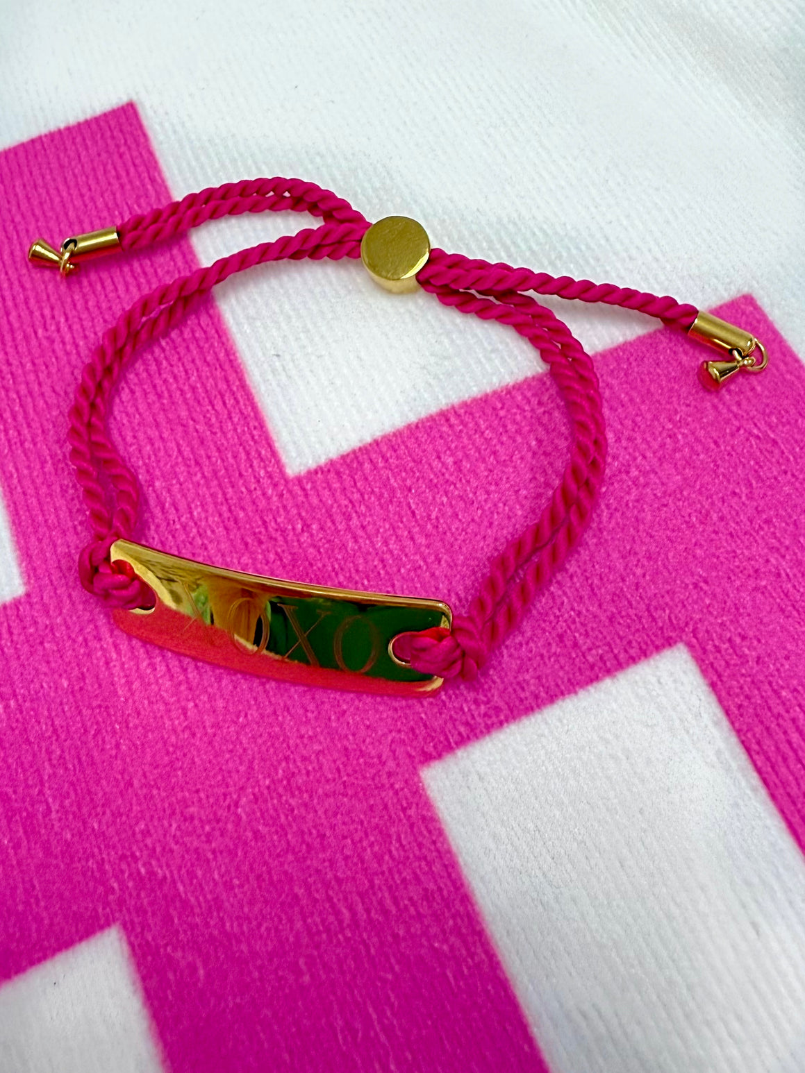 XOXO Pink Cord Bracelet
