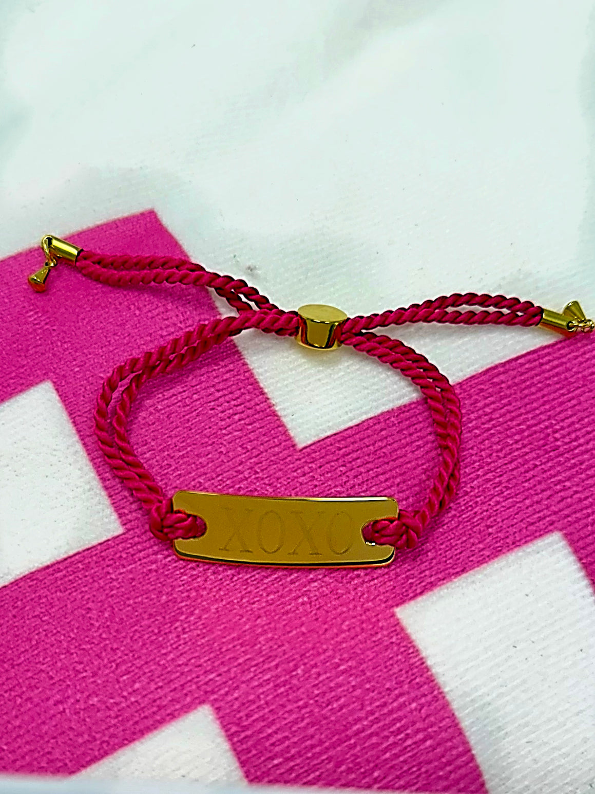 XOXO Pink Cord Bracelet