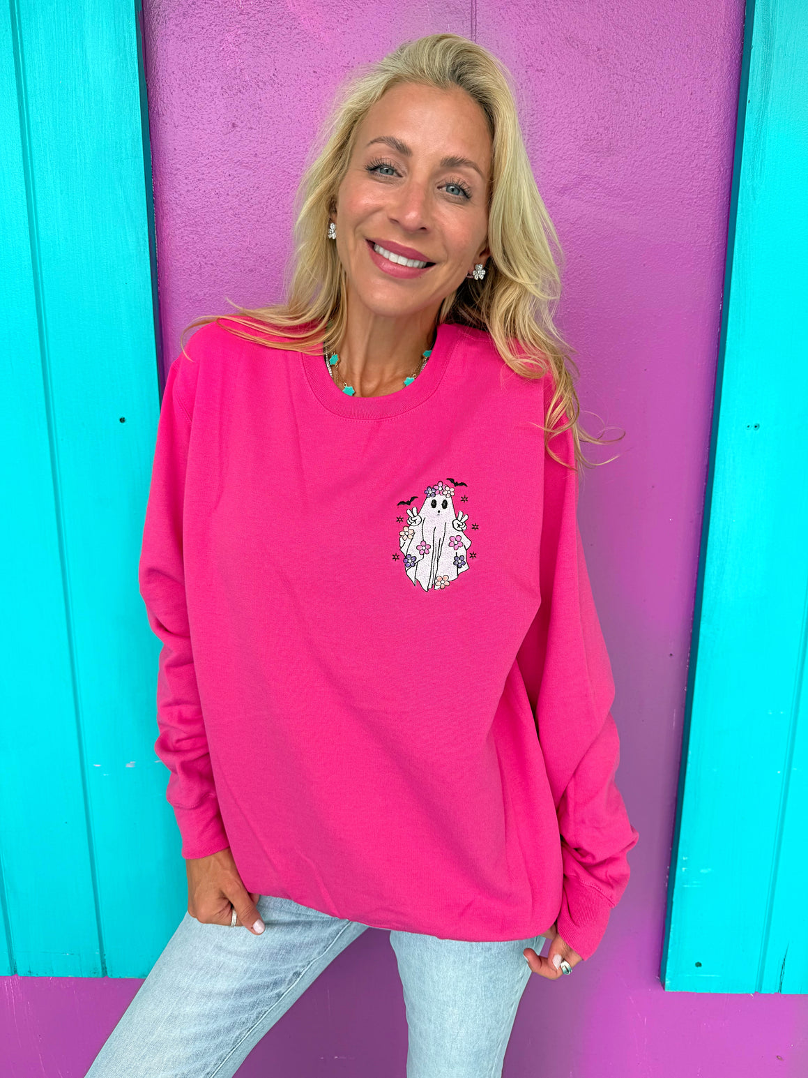 Boho Ghost Embroidered Sunshine Sweatshirt