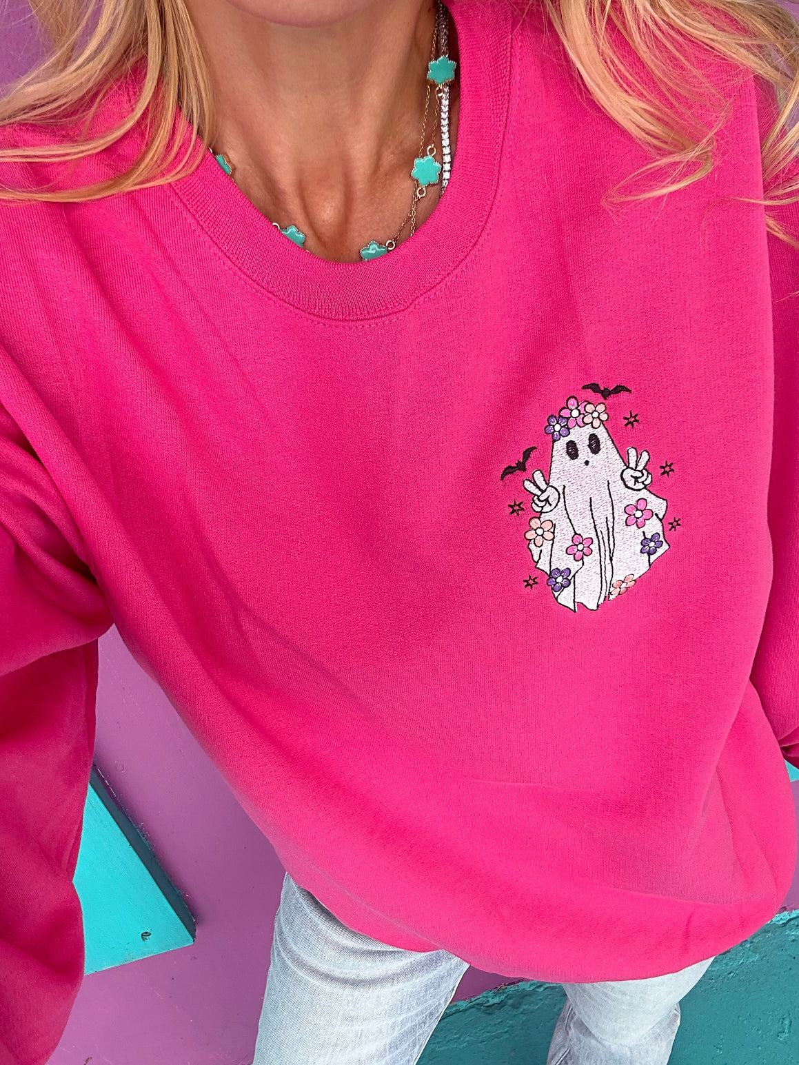Boho Ghost Embroidered Sunshine Sweatshirt