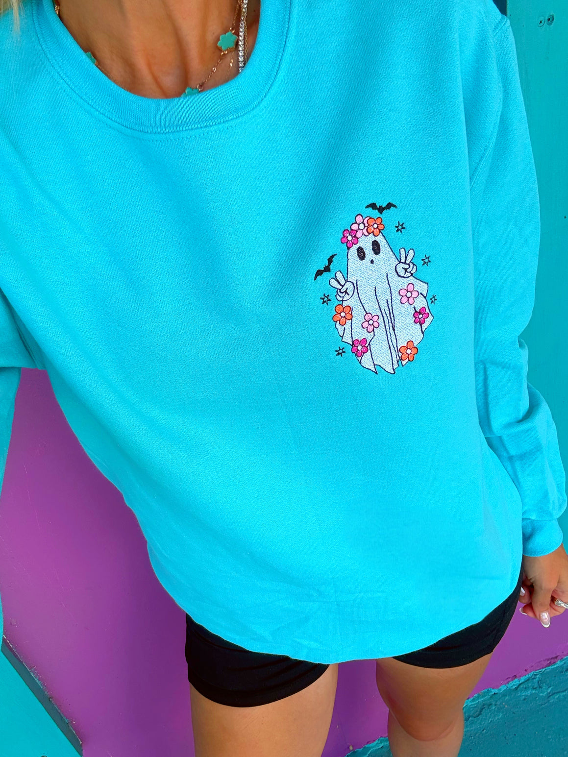 Boho Ghost Embroidered Sweatshirt