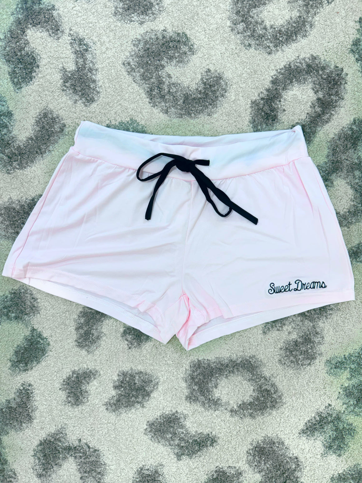 Sweet Dreams Embroidered Pink Pajama Shorts