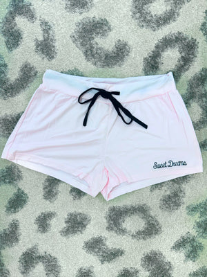 Sweet Dreams Embroidered Pink Pajama Shorts