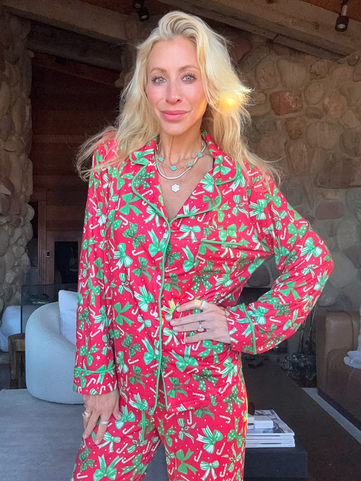 Christmas Bow Wide Leg Pajama Set