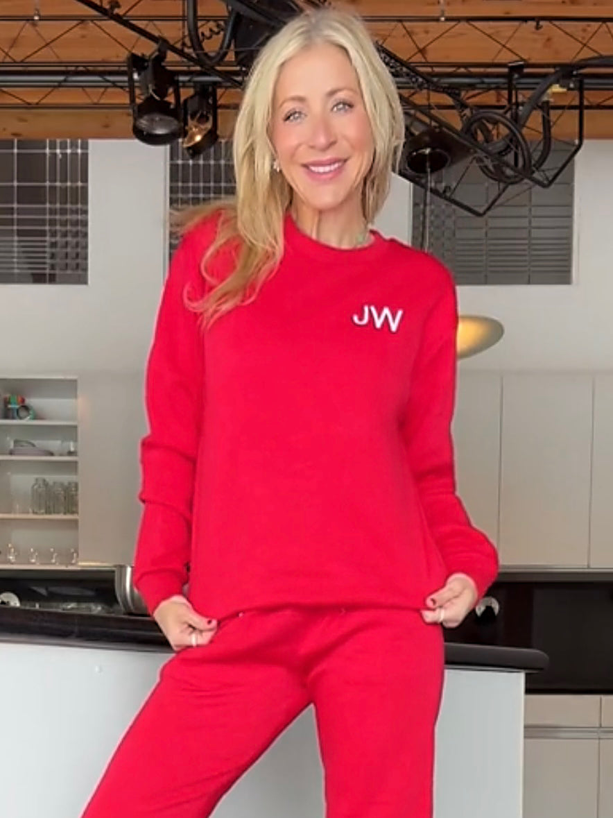 Red Initial Embroidered Sweatshirt