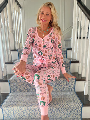 Pink Gingerbread Jogger Pajama Set