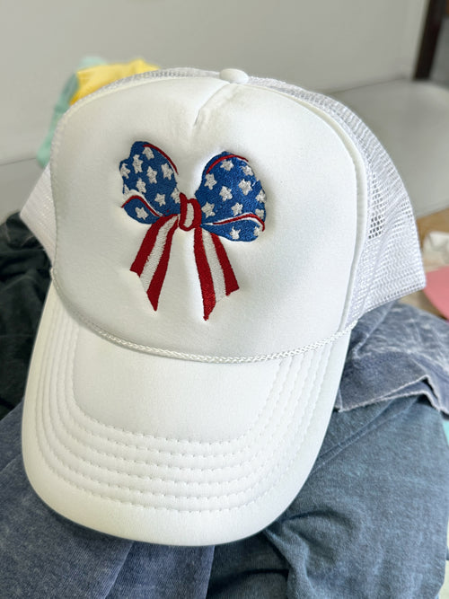 Stars and Stripes Bow Embroidered Hat