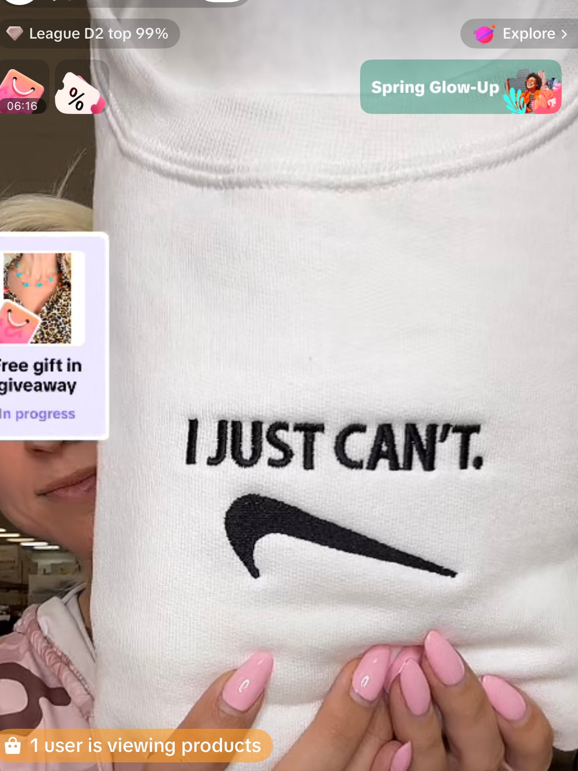 I Just Can't Embroidered Sweatshirt