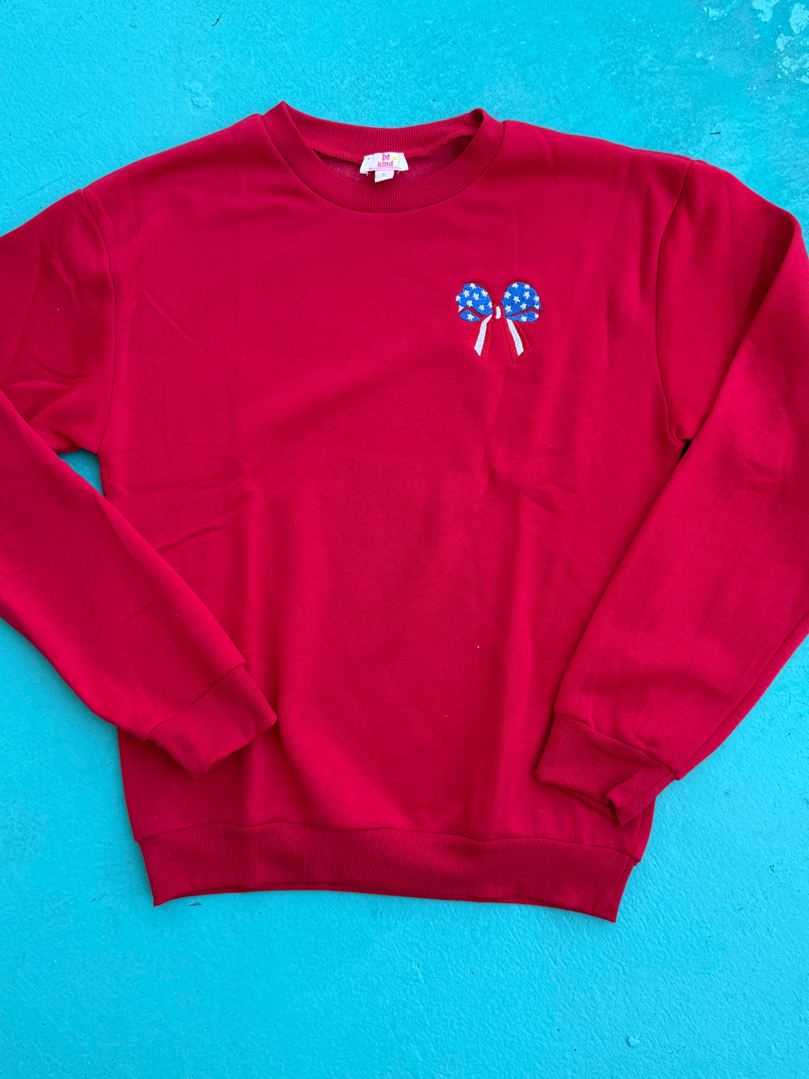 Stars and Stripes Bow Embroidered Sweatshirt