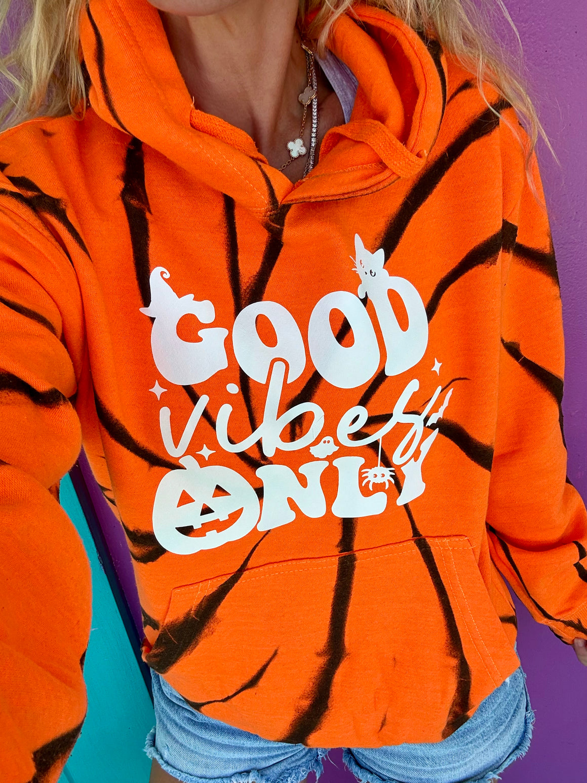 Good Vibes Only Orange Twist Tie-Dye Hoodie
