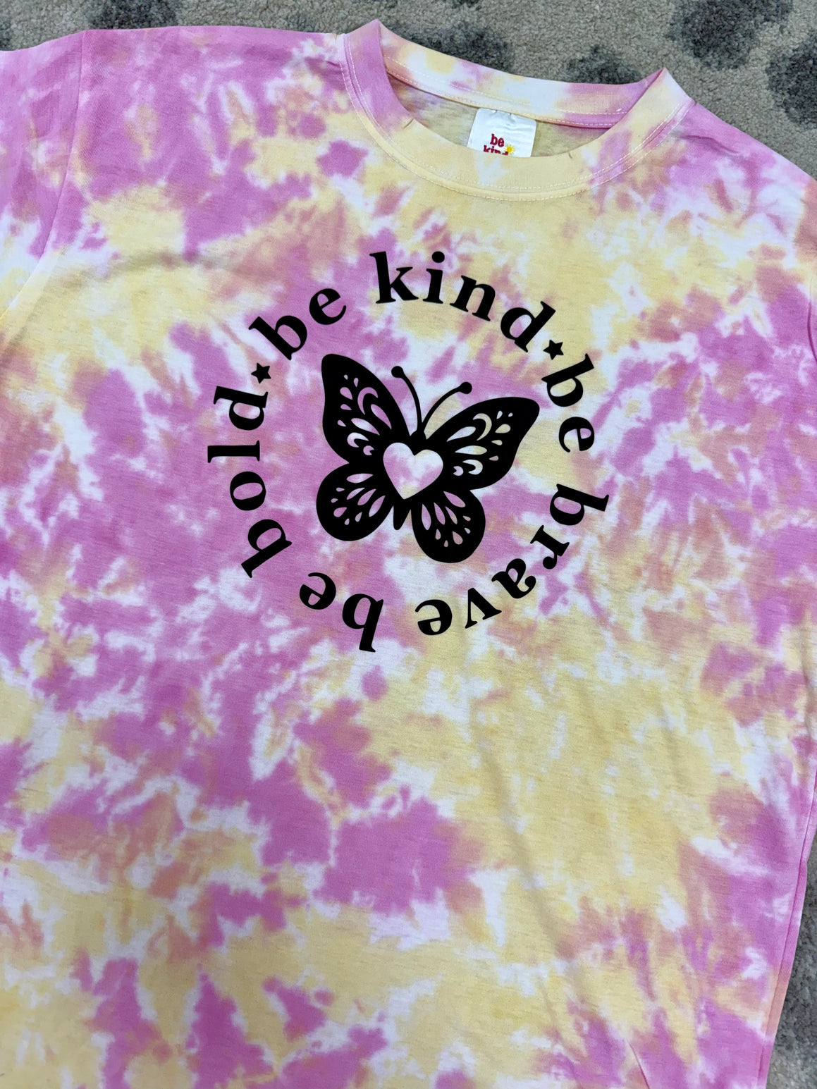 Be Kind Be Brave Butterfly Tie-Dye Tee