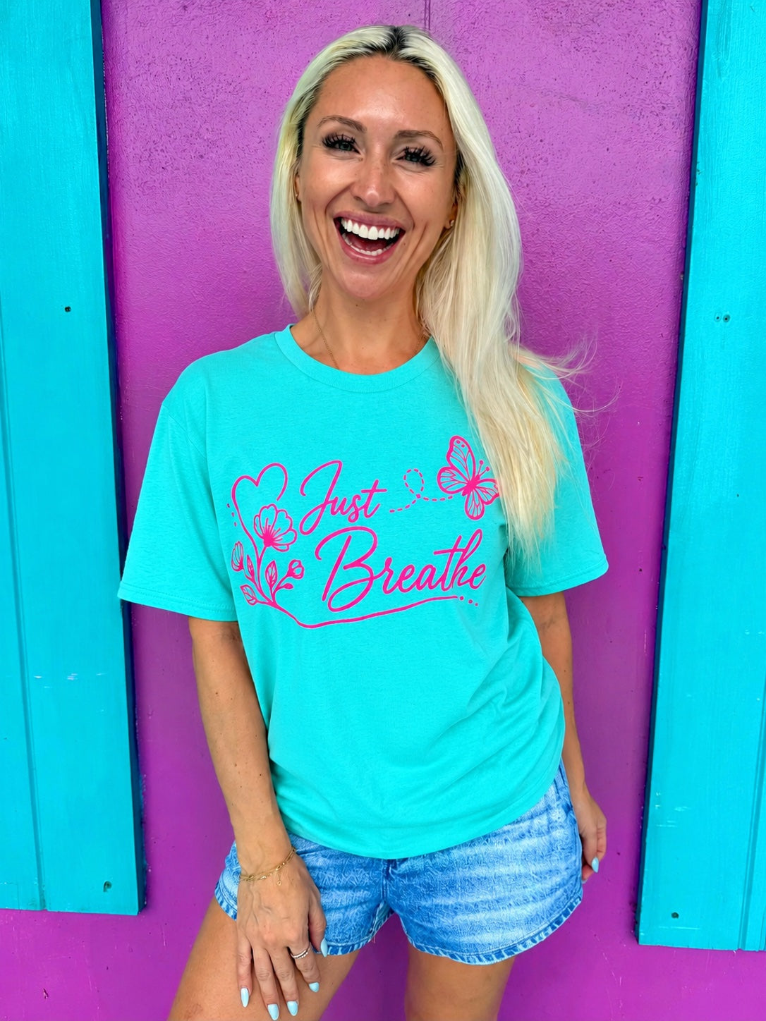 Just Breathe Aqua Tee