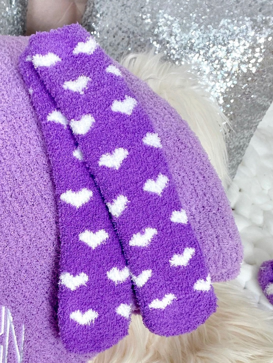 Purple Heart Fuzzy Socks