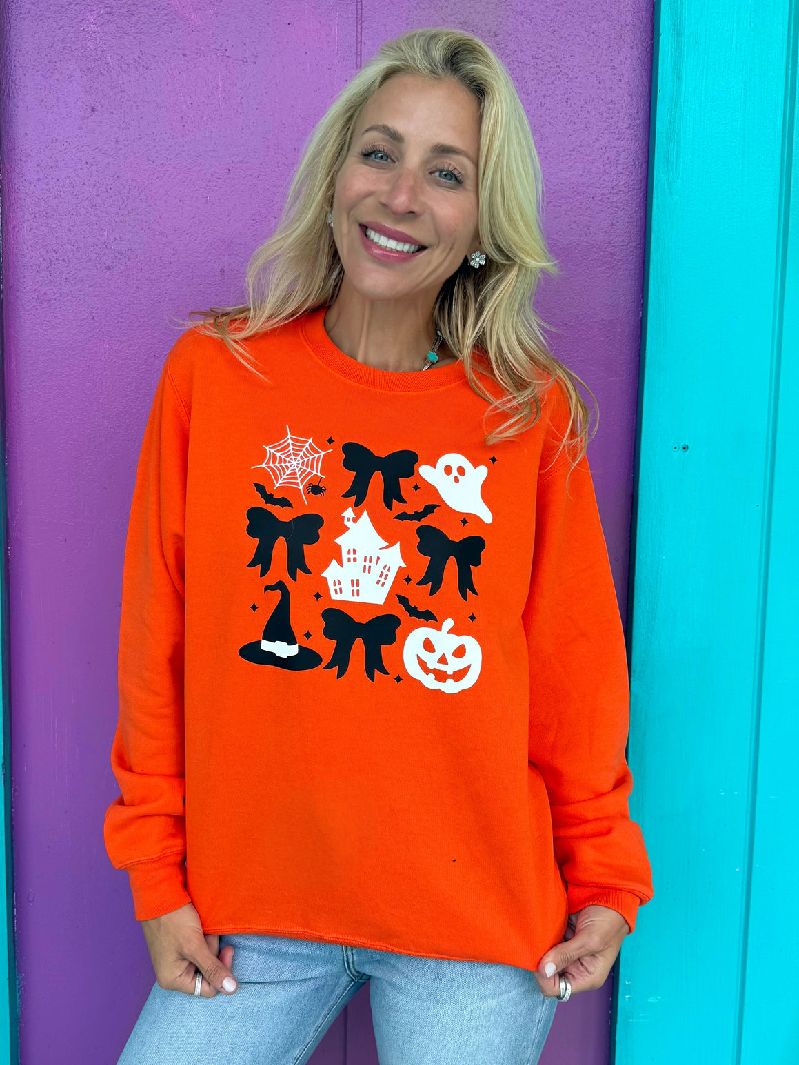 Spooky Bows Orange Sweatshirt