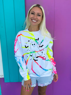Spooky Ghost Sugar Swirl Tie-Dye Sweatshirt