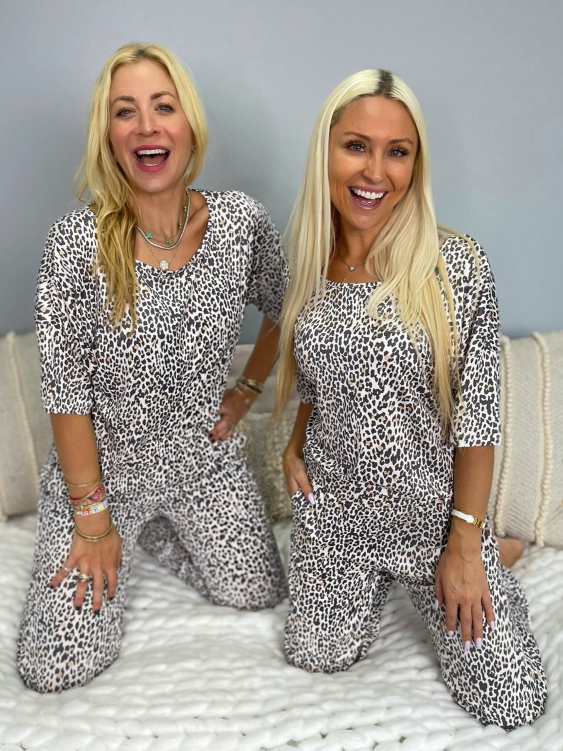 Jordann and Kaitlyn modeling Sunshine Sisters Pajamas