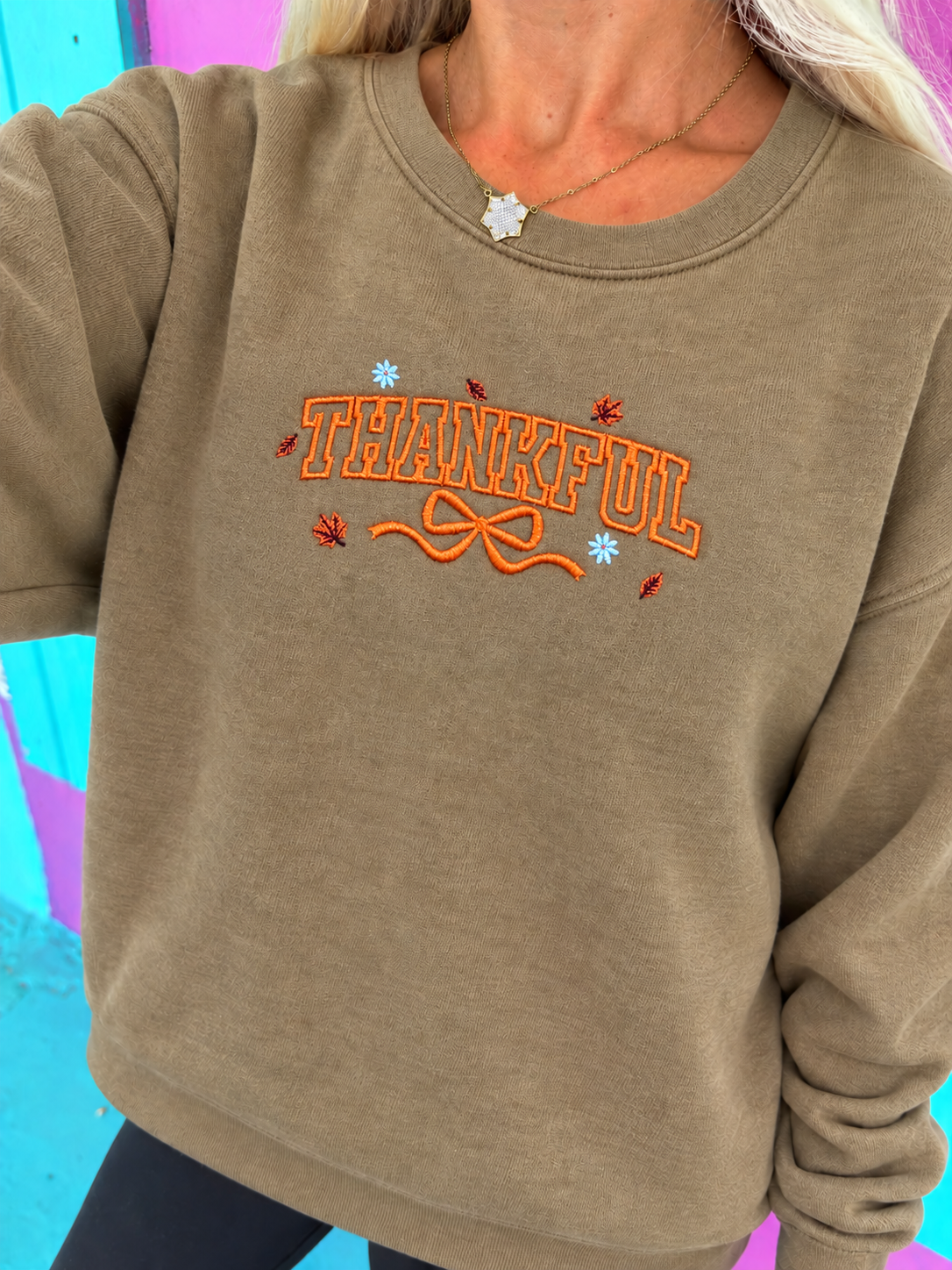 Thankful Embroidered Sweatshirt
