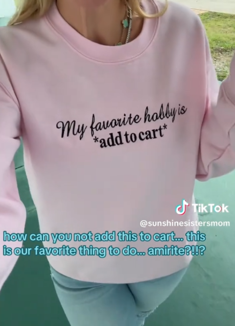 My Favorite Hobby Is Add To Cart Embroidered Sweatshirt