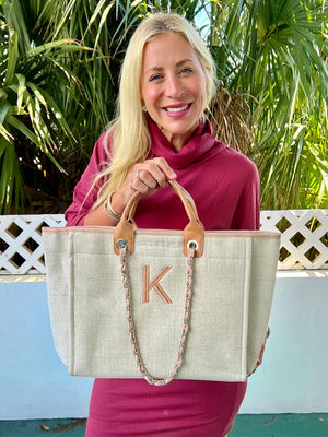 Coco Tweed Embroidered Initial Handbag