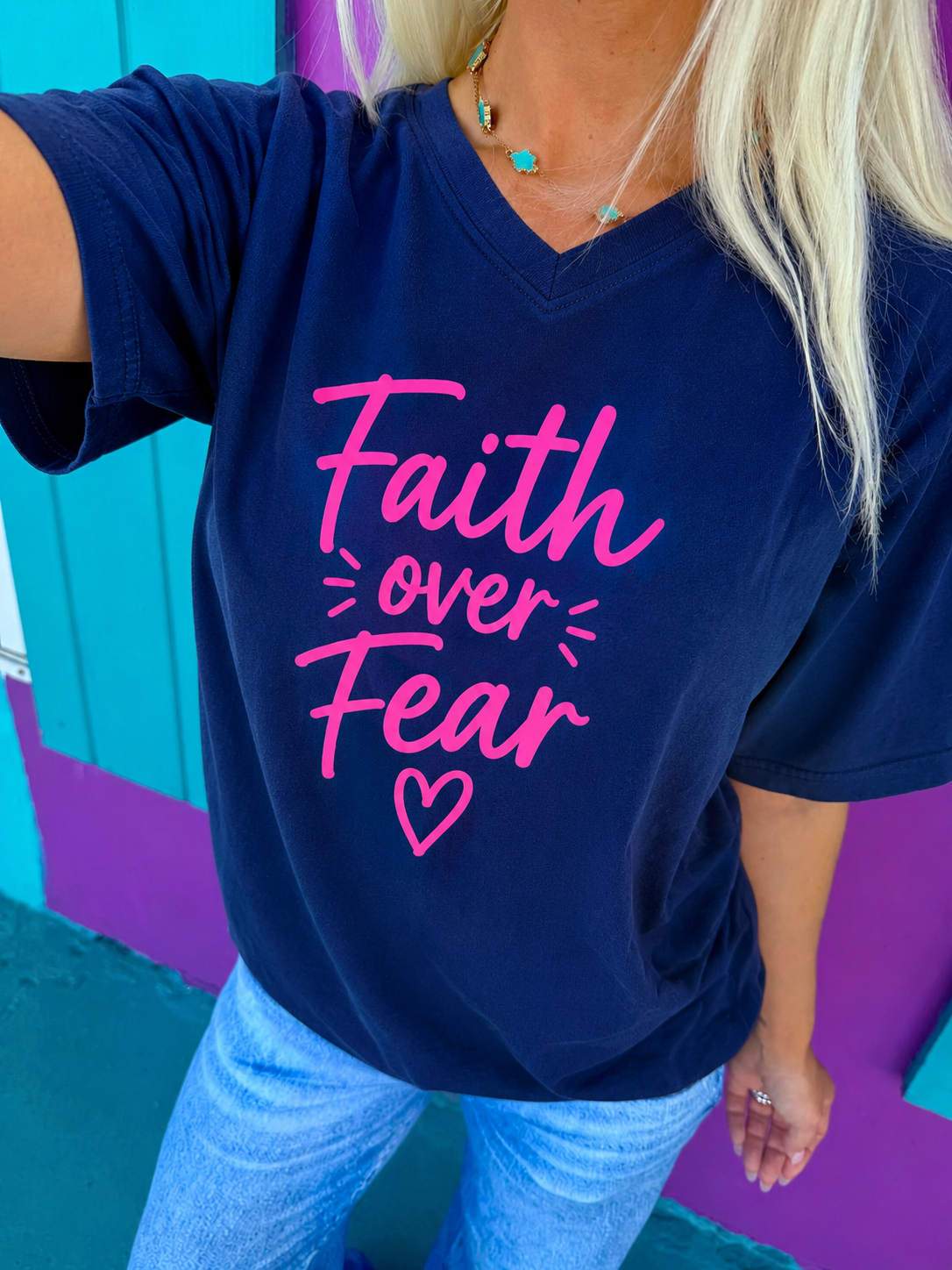 Faith Over Fear V-Neck Tee