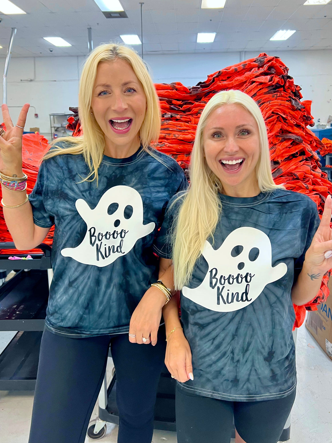 Suggestion


Two women wearing 'Boooo Kind' t-shirts in a store setting.