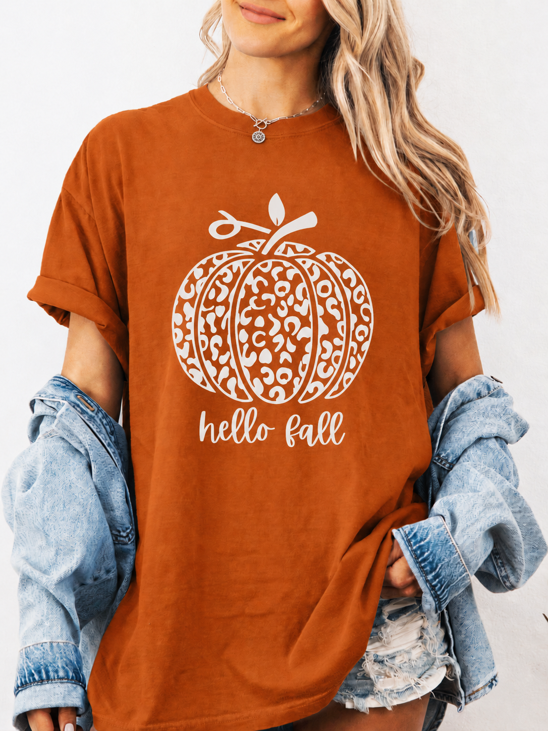 Hello Fall Leopard Pumpkin Tee