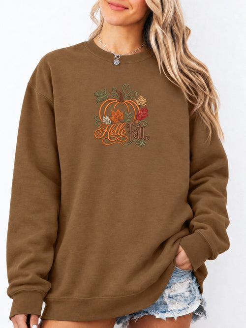 Hello Fall Embroidered Sweatshirt
