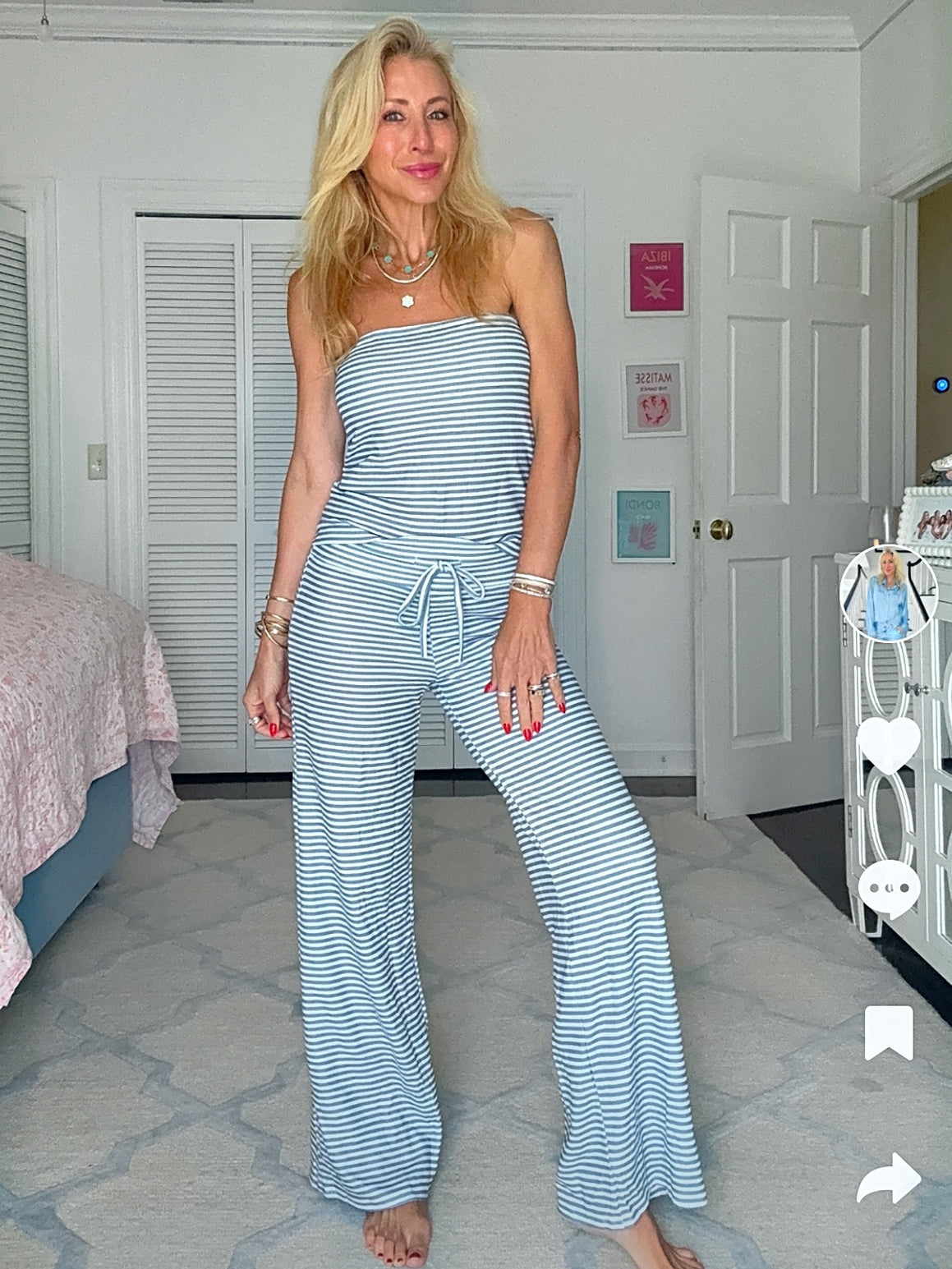 Indigio Stripes Waffle Lounge Set